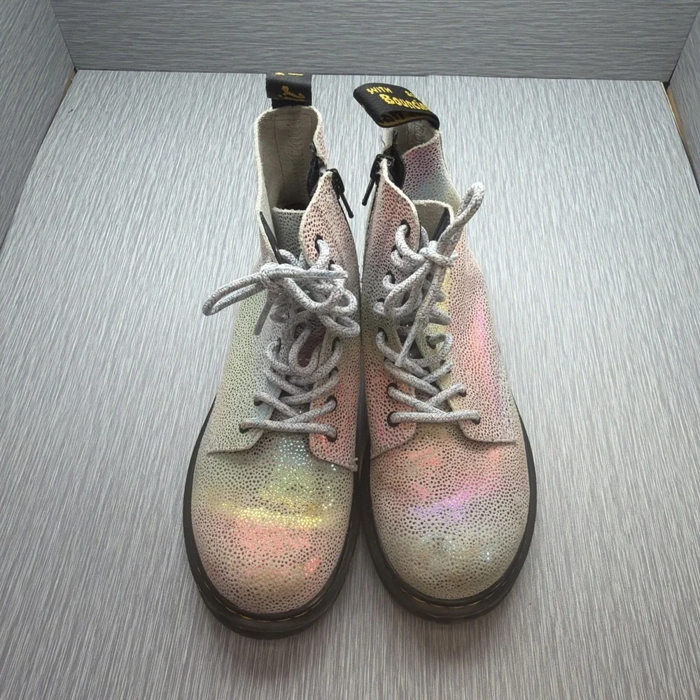 Dr Martens 1460 Pascal J Youth Boots‎ Iridescent Glitter Rainbow Lace Up Girls 2